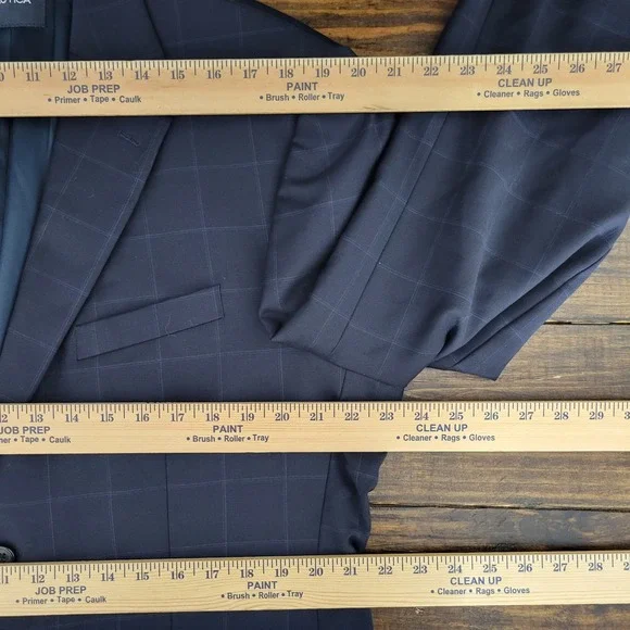 Nautica Men's Sport Coat Blazer Two Button Navy Blue Plaid‎ Wool Size 44R